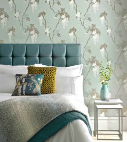 Leonora Wallpaper by 1838 Wallcoverings Teal