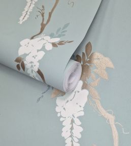 Leonora Wallpaper by 1838 Wallcoverings Teal
