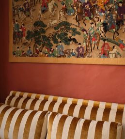 Les Cavaliers Velours Fabric by Manuel Canovas Azur