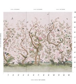 Les Oiseaux Panel Set Mural by Schumacher Blush