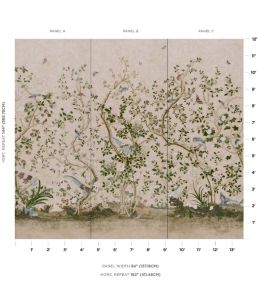 Les Oiseaux Panel Set Mural by Schumacher Parchment