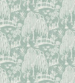 Les Saules Fabric by Nina Campbell Aqua