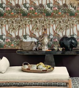 Letaba March Wallpaper by Cole & Son Spring Green & Ginger on Cream