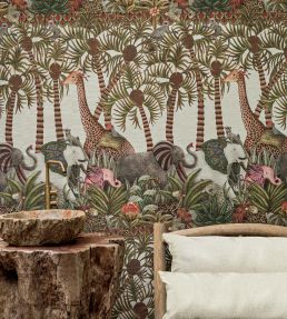 Letaba March Grasscloth Wallpaper by Cole & Son Spring Green & Ginger on Cream