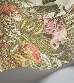 Letaba March Grasscloth Wallpaper by Cole & Son Spring Green & Ginger on Cream