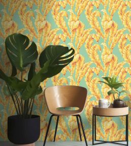 Lets Go Bananas Wallpaper by Woodchip & Magnolia Aqua/Yellow