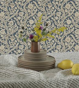 Letti Wallpaper by Josephine Munsey Navy and Mustard