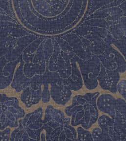 Nantes Overdye Fabric by Lewis & Wood Indigo/Salmon