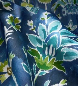 Lilia Print Fabric by Thibaut Navy