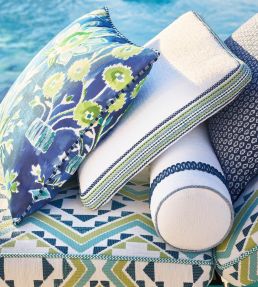 Lilia Print Fabric by Thibaut Navy