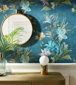 Lilliana Wallpaper by 1838 Wallcoverings Peacock