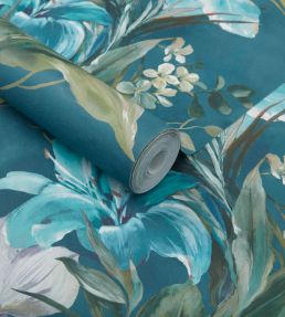 Lilliana Wallpaper by 1838 Wallcoverings Peacock