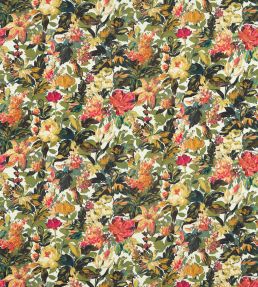 Lilum Fabric by Clarke & Clarke Olive/Raspberry