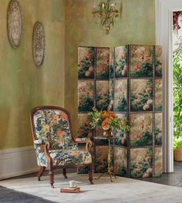 Lilum Fabric by Clarke & Clarke Olive/Raspberry