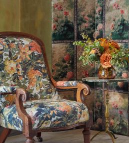 Lilum Fabric by Clarke & Clarke Olive/Raspberry