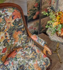 Lilum Fabric by Clarke & Clarke Olive/Raspberry