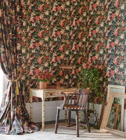 Lilum Wallpaper by Clarke & Clarke Peacock