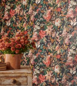 Lilum Wallpaper by Clarke & Clarke Peacock