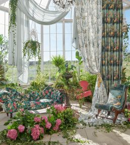 Lilum Velvet Fabric by Clarke & Clarke Peacock