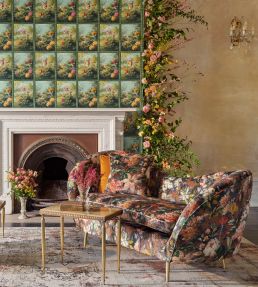 Lilum Velvet Fabric by Clarke & Clarke Russet/Noir