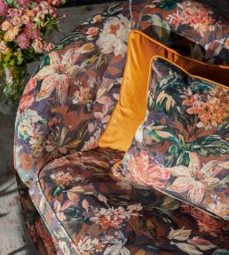 Lilum Velvet Fabric by Clarke & Clarke Russet/Noir
