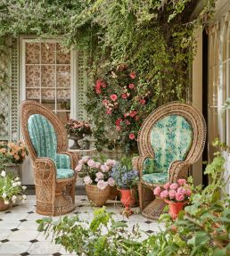 Lily Stripe Fabric by Zoffany Rouge