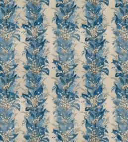 Lily Stripe Fabric by Zoffany Chalk/Blue Stone