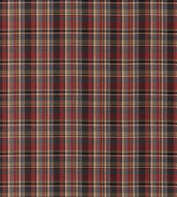 Lindisfarne Plaid Fabric by Mulberry Home Charcoal/Red