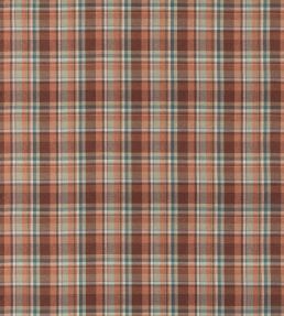 Lindisfarne Plaid Fabric by Mulberry Home Russet/Aqua
