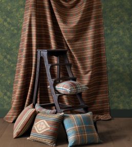 Lindisfarne Plaid Fabric by Mulberry Home Charcoal/Red