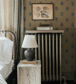 Linear Cameos Wallpaper by Josephine Munsey Shell, Churt Blue and Cliffwell Stone