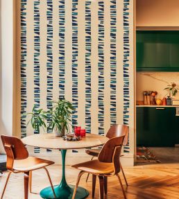 Linear Footprints Wallpaper by Tres Tintas Blue