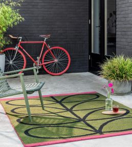 Orla Kiely Linear Stem Outdoor rug Olive 464407140200-US Olive