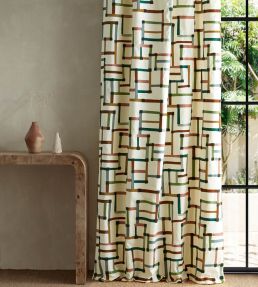 Lineas Fabric by Harlequin Forest/Azul/Blush
