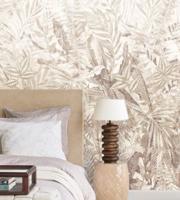Linen Leaves Mural by Eijffinger Brown/Taupe