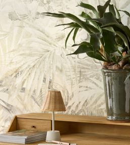 Linen Leaves Mural by Eijffinger Natural/Green