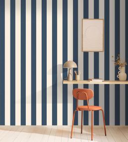 Linen Lines Wallpaper by Caselio Bleu Denim