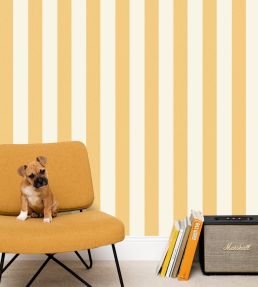 Linen Lines Wallpaper by Caselio Jaune Soleil