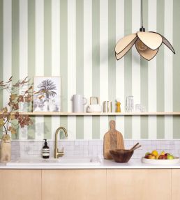 Linen Lines Wallpaper by Caselio Vert Amande