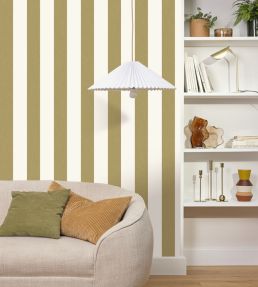 Linen Lines Wallpaper by Caselio Vert Olive