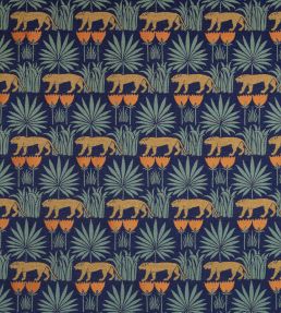 Lioness & Palms 1918 Fabric by CommonRoom Midnight