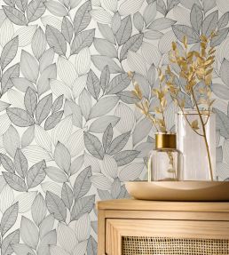 Little Botanica Wallpaper by Caselio Noir et blanc
