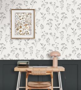 Little Graminea Wallpaper by Caselio Noir Blanc