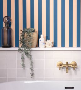Little Lines Wallpaper by Caselio Bleu Nude