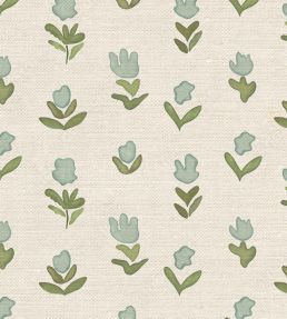 Little Wild Tulips Fabric by Ottoline Misty Green