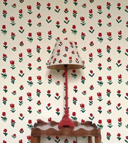 Little Wild Tulips Fabric by Ottoline Misty Green
