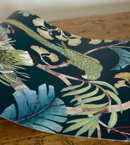 Living Branches Wallpaper by Josephine Munsey Dark Teal, Yellow and Olive