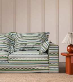 Lock Stitch Fabric by Scion Cornflower/Jade/Apricot