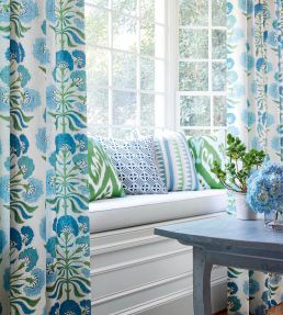 Lomita Stripe Fabric by Thibaut Coral and Yellow