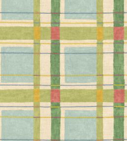 London Check Wallpaper by George & Minnie Aqua/Emerald